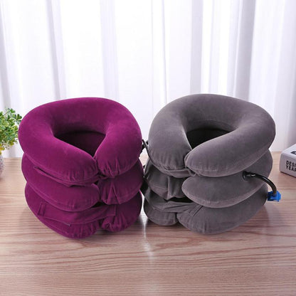 Neck Pillow Home Office Travel Pillow 3-layered Air Inflatable Vertebra Auxiliary Tools Neck Support Assistant Pillow Air Adjustable and Inflatable Neck Pillow Comfort Neck Travel Pillow Airplane Pillow Cervical Neck Pillow for Kids Adults