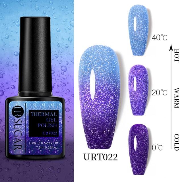 New 2022 Pink Blue Gel Nail Polish UV Color Changing Elegant Luxury Glossy Nail Design For Womens