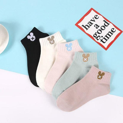 New 5pairs/lot Mixed Colors Ankle Socks Summer Sport Fashion Funny Underwear Women Breathable Soft Combed Out Of Pure Cotton Breathable Socks For Men And Women