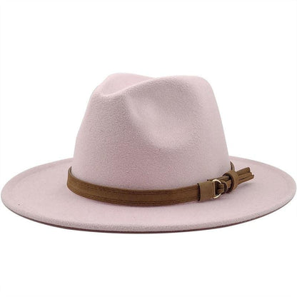 New Adjustable Unisex Wool Fedora Hat Luxury Wide Brim Fedora Floppy Hat Gentleman Elegant Winter Autumn Wide Comfortable Soft Hat Outdoor Wide Brim Hat With Strap