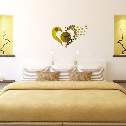 New Arrival Lovely Art Clock Wall Clock Living Room 3D Frameless Acrylic Mirror Sticker Wall Clock Home Modern Love Creative Adjustable Silent Wall Art Clocks for Home Office Decorations Quartz Acrylic Clocks Mirror Watch