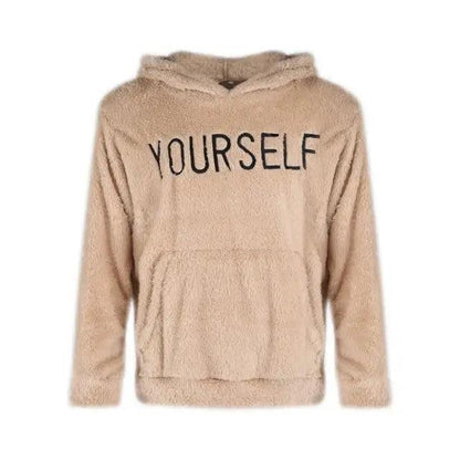 New Autumn And Winter Warm Men Wool Hooded Sweatshirts Letter Print Hooded Men's Embroidered Sweater Casual Hooded Long Sleeve Hipster Gym Long Sleeve Hoodies