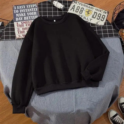 New Basic Hoodies for Women Streetwear Female Spring Autumn Solid Color Hoodie Casual Crewneck Sweatshirt Hip Hop Tops Women Long Sleeve Oversized Hoodie Sweatshirt Ladies Streetwear Slouch Pullover Tops