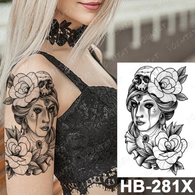 New Big Butterfly Waterproof Temporary Sticker Tattoo Elegant Black Colorful Tattoos Rose For Women Men