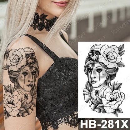 New Big Butterfly Waterproof Temporary Sticker Tattoo Elegant Black Colorful Tattoos Rose For Women Men