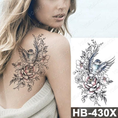 New Big Butterfly Waterproof Temporary Sticker Tattoo Elegant Black Colorful Tattoos Rose For Women Men