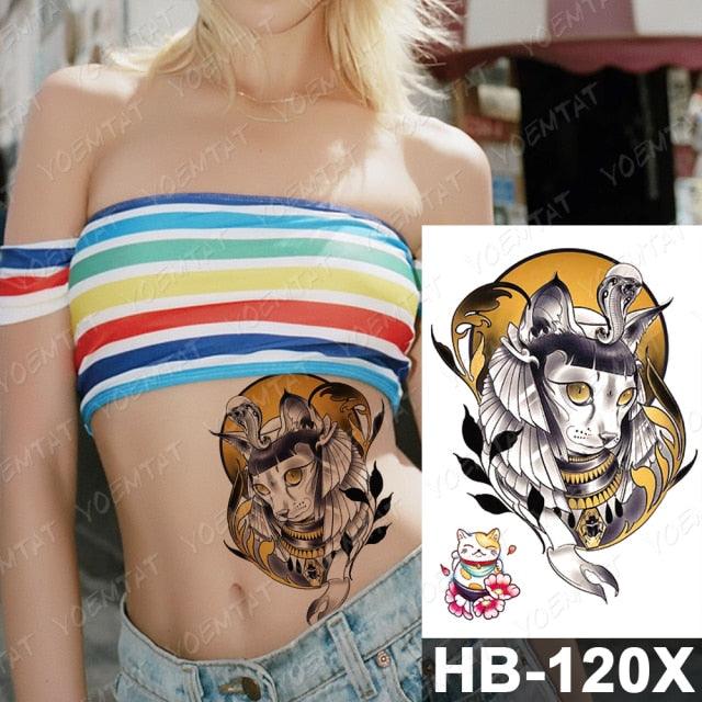 New Big Butterfly Waterproof Temporary Sticker Tattoo Elegant Black Colorful Tattoos Rose For Women Men