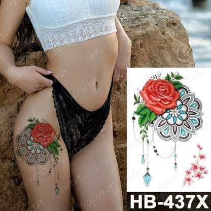 New Big Butterfly Waterproof Temporary Sticker Tattoo Elegant Black Colorful Tattoos Rose For Women Men