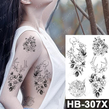 New Big Butterfly Waterproof Temporary Sticker Tattoo Elegant Black Colorful Tattoos Rose For Women Men