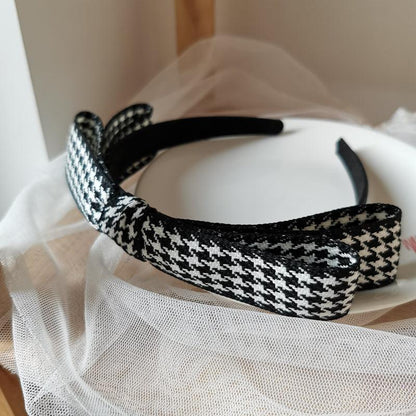 New Black Big Bow Plaid Bezel Headwear Women Headband Cute Girls Hair Bands Lovely Hairband Hoop for Korean Gorgeous Hair Accessories For Women