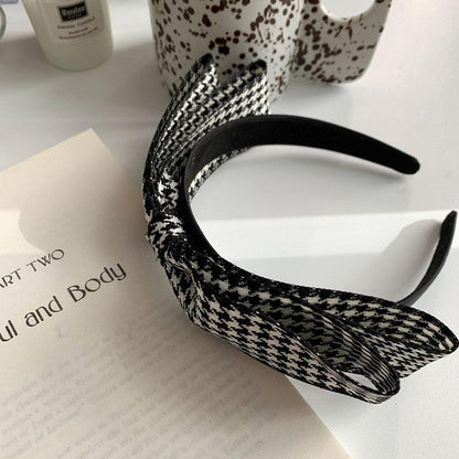 New Black Big Bow Plaid Bezel Headwear Women Headband Cute Girls Hair Bands Lovely Hairband Hoop for Korean Gorgeous Hair Accessories For Women