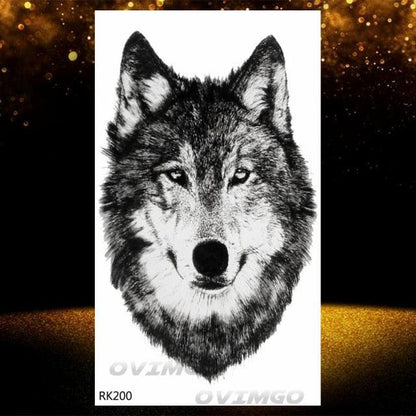 New Black Wolf Forest Sticker Tattoos Temporary Tree Fierce Animal Body Tattoo Luxury Design Custom Tatoos For Mens