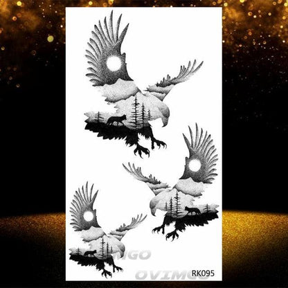 New Black Wolf Forest Sticker Tattoos Temporary Tree Fierce Animal Body Tattoo Luxury Design Custom Tatoos For Mens