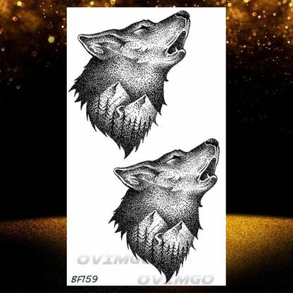 New Black Wolf Forest Sticker Tattoos Temporary Tree Fierce Animal Body Tattoo Luxury Design Custom Tatoos For Mens