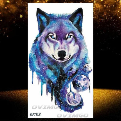 New Black Wolf Forest Sticker Tattoos Temporary Tree Fierce Animal Body Tattoo Luxury Design Custom Tatoos For Mens