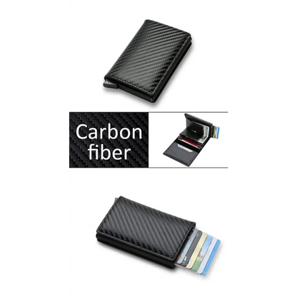 New Carbon Fiber Card Holder Wallets Luxury Men  Black Magic Leather Cool Slim Mini Wallet Small Money Bag Male Purses Magnet Closure Wallet