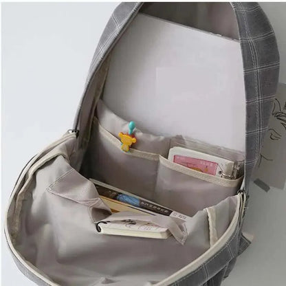 New Casual School Bag For Women And Girls Stylish Backpack Striped Book Packbags for Teenage