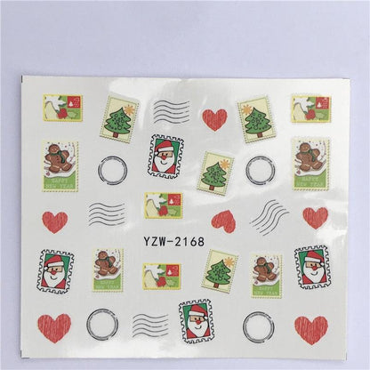 New Christmas Water Decal Nail Art Nail sticker New Year Slider Tattoo Full Cover Santa Claus Snowman Designs Xmas Decals 3D Wave Design Decoration for Women Girls Tape Nail Art Stickers Decal Decoration  Nail Art Accessories Decoration Decal