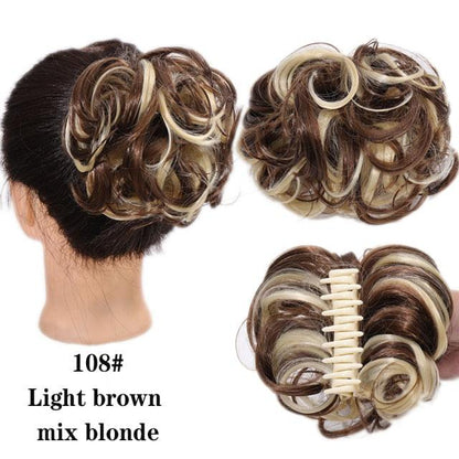 New Claw Chignon Curly Hair Bands Messy Bun Hairpieces for Women Scrunchy Natural Fake False Hair Heat Resistant Fiber Black Clip in Hair Extension For Volumized Hair Buns For Girls