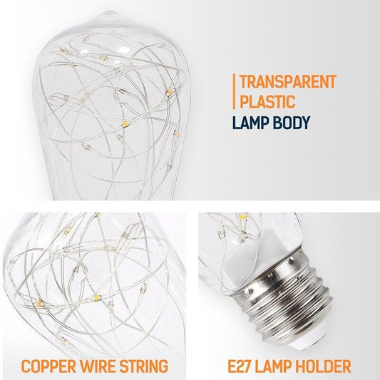 New Color LED Edison String Light Bulb Warm Colorful Lighting LED Copper Wire Bulb Home Decor Holiday Night Light Lamp Decorative Filament String Light Bulb For Bathroom Bedroom