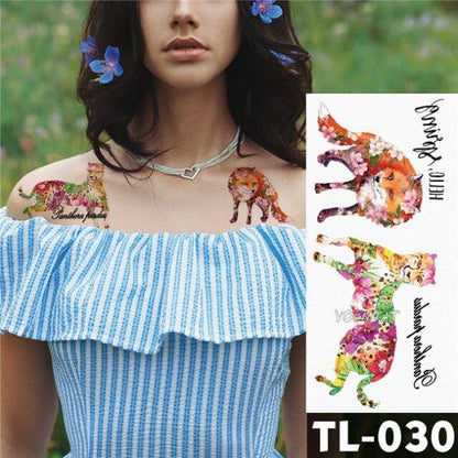 New Colorful And Black Womens Tattoo Temporary Flower Waterproof Elegant Modern Tattoo Realistic Design