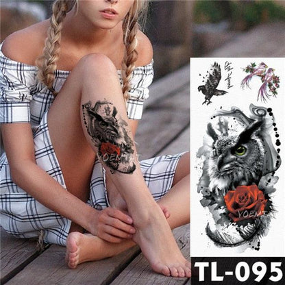 New Colorful And Black Womens Tattoo Temporary Flower Waterproof Elegant Modern Tattoo Realistic Design