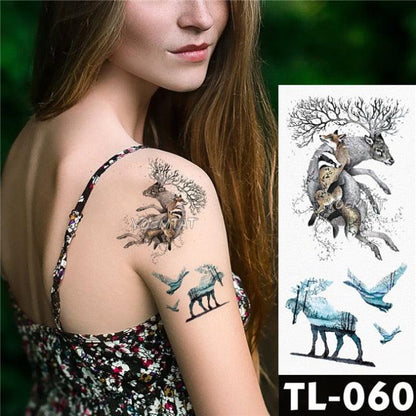 New Colorful And Black Womens Tattoo Temporary Flower Waterproof Elegant Modern Tattoo Realistic Design