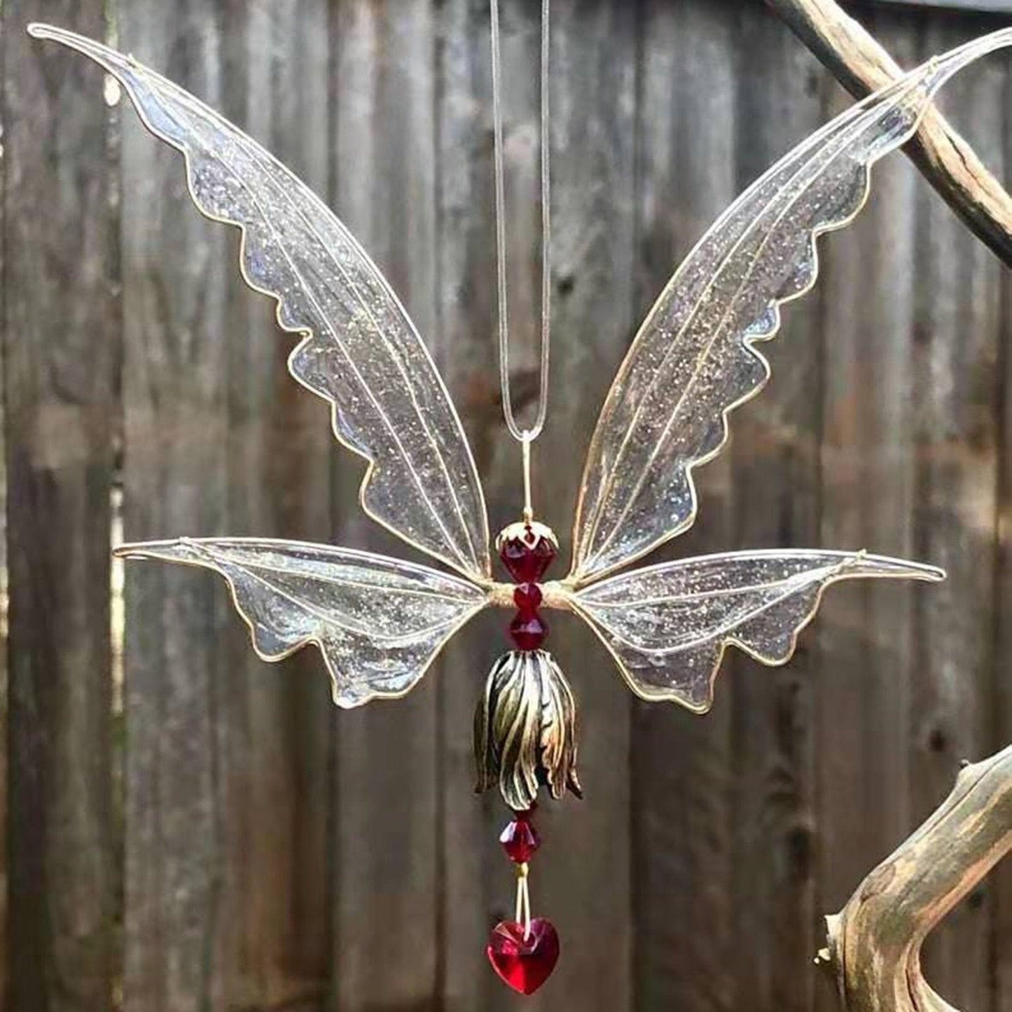 New Crystal Guardian Angel Wing Sun Catcher Angel Crystal Prism Pendant Sun Catcher Windows Outdoor Garden Hanging Decor Gifts Rainbow Collection With Crystal Wind Chimes For Home Garden Hanging Decoration