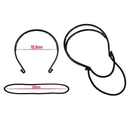 New Double Root Hair Hoop Head Band Adjustable Hair Clips Women Hoop Elastic Rubber Bands Ring Hair Styling Tools Hair Braider For Women Hair Styling