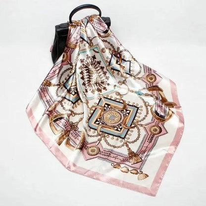 New Elegance Fashionable Scarves for Women Shawl Print Silk Satin Hijab Scarf Female Bandana 90*90cm Luxury Square Shawls Scarfs For Ladies