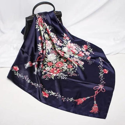 New Elegance Fashionable Scarves for Women Shawl Print Silk Satin Hijab Scarf Female Bandana 90*90cm Luxury Square Shawls Scarfs For Ladies