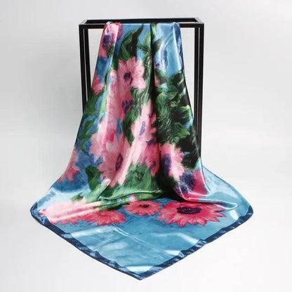 New Elegance Fashionable Scarves for Women Shawl Print Silk Satin Hijab Scarf Female Bandana 90*90cm Luxury Square Shawls Scarfs For Ladies