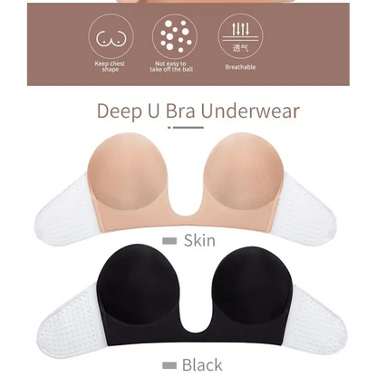 New Elegance Invisible Push Up Bra Strapless Bras Dress Wedding Party Sticky Self-adhesive Silicone Brassiere Breathable Deep U Bra Underwear
