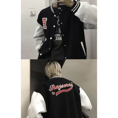 New Elegance Spring Autumn Coat Baseball Bomber Jacket Loose Letter R Men Women Couples Tops Plus Size Jackets Streetwear