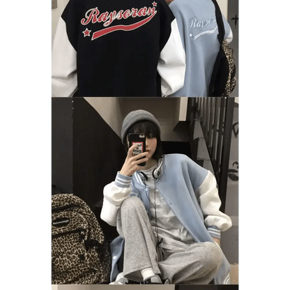 New Elegance Spring Autumn Coat Baseball Bomber Jacket Loose Letter R Men Women Couples Tops Plus Size Jackets Streetwear