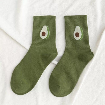 New Elegant Fruit Printed Breathable Cotton Socks Happy Funny Unisex Socks Candy Colors Harajuku Casual Cotton Crew Socks For Men And Women