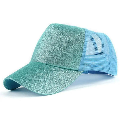 New Elegant Glitter Ponytail Baseball Caps Sequins Shining High Quality Fashionable Cap For Womens Messy Bun Adjustable Snapback Hip Hop Hat