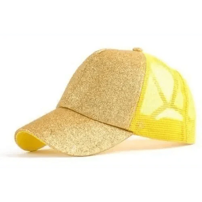 New Elegant Glitter Ponytail Baseball Caps Sequins Shining High Quality Fashionable Cap For Womens Messy Bun Adjustable Snapback Hip Hop Hat
