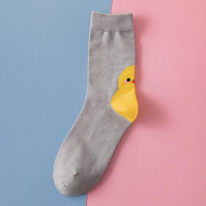 New Fashion Cartoon Socks Animal Print Ducks Cute Socks Cute Pure Cotton Short Socks Funny Duck Casual Socks For Men And Women