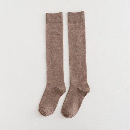 New Fashion Cotton Ladies Knee High Solid Color Socks Student Socks School Party Street Wear Dancing Socks High Quality Cotton Knee High Socks For Women