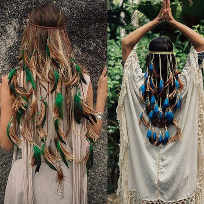 New Fashion Feather Rope Crown Hair Band Boho White Elastic Festival Headband for Women Fashion Female Gorgeous Hair Accessories For Women