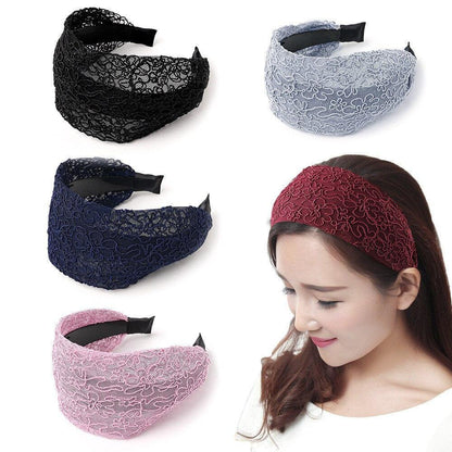 New Fashion Gradient Wide-sided Lace Simple Breathable Toothed Non-slip Headband for Women Girl Hair Accessories Headwear Gorgeous Hair Accessories For Women