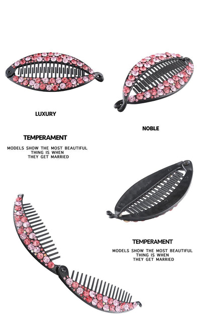 New Fashion Hair Clips Women Banana Barrettes Plastic Color Rhinestone Hair Claws Pins Clamps for Girls Ponytail Mohawk Bun Maker Accessories For Curly Hair Women