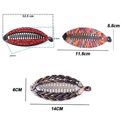 New Fashion Hair Clips Women Banana Barrettes Plastic Color Rhinestone Hair Claws Pins Clamps for Girls Ponytail Mohawk Bun Maker Accessories For Curly Hair Women