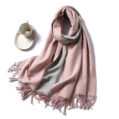 New Fashion Winter Soft Thick Warm Colorful Cashmere Scarf Elegant Escharpe Shawls Scarf Shawls Wraps Lightweight Lady Solid Scarves Fashion Tassels Blanket For Women