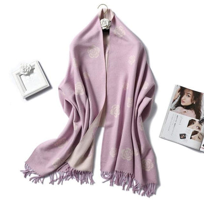 New Fashion Winter Soft Thick Warm Colorful Cashmere Scarf Elegant Escharpe Shawls Scarf Shawls Wraps Lightweight Lady Solid Scarves Fashion Tassels Blanket For Women