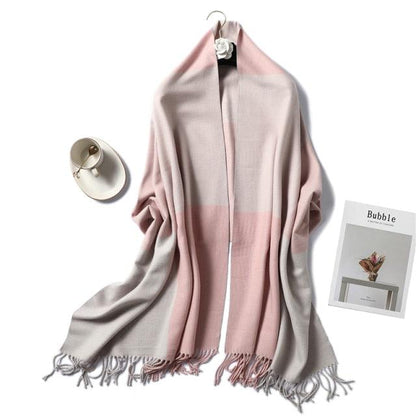 New Fashion Winter Soft Thick Warm Colorful Cashmere Scarf Elegant Escharpe Shawls Scarf Shawls Wraps Lightweight Lady Solid Scarves Fashion Tassels Blanket For Women