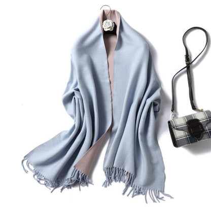 New Fashion Winter Soft Thick Warm Colorful Cashmere Scarf Elegant Escharpe Shawls Scarf Shawls Wraps Lightweight Lady Solid Scarves Fashion Tassels Blanket For Women