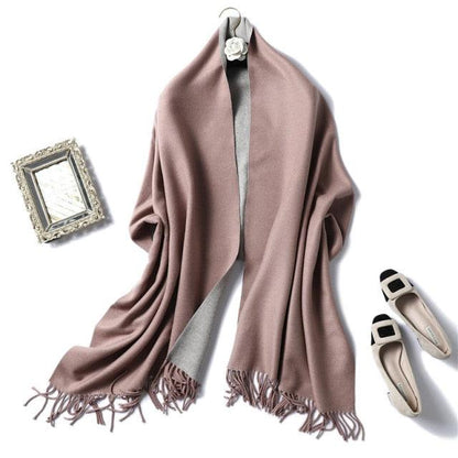 New Fashion Winter Soft Thick Warm Colorful Cashmere Scarf Elegant Escharpe Shawls Scarf Shawls Wraps Lightweight Lady Solid Scarves Fashion Tassels Blanket For Women