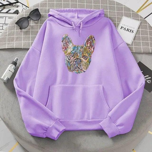 New French Bulldog Hoodies Oversized Cute Dog Print Sweatshirt Funny Graphic Unisex Fashion Hoodie Streetwear Female Hooded Cute Dog Print Sweatshirt Funny Graphic Unisex Fashion Hoodie
